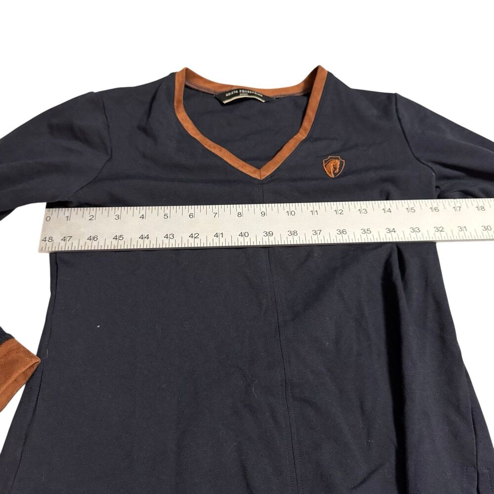 Arista Equestrian Women's Quintessential V-Neck Navy Blue Brown Small‎ Horse - Picture 8 of 12